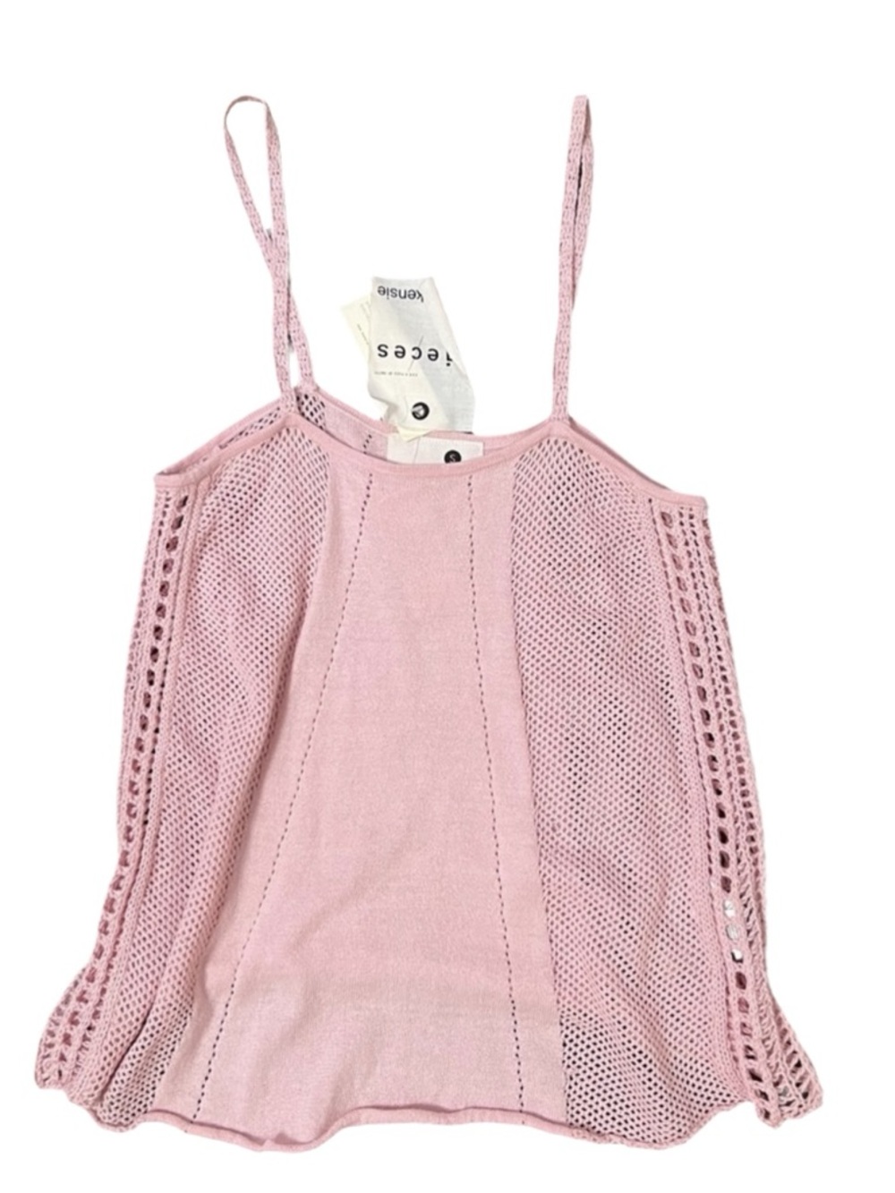 NWT Kensie Pieces Light Pink 100% Cotton Knit Strappy Tank Size Small